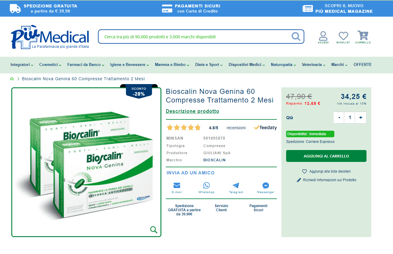 feedaty recensioni più medical prodotto