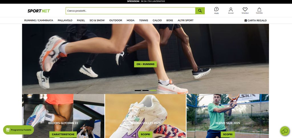 Homepage di Sportnet 2025