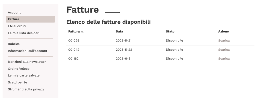 fattute dashboard cliente