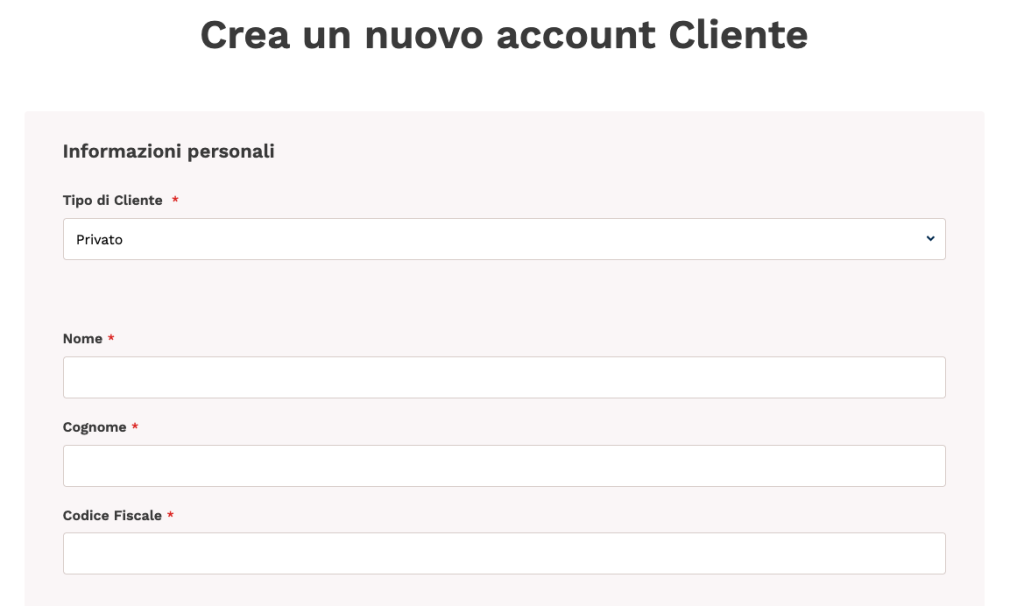 form campi privato