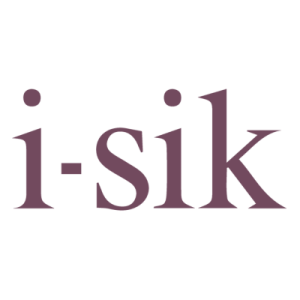 L'immagine mostra la parola i-Sik in un carattere serif con testo marrone-viola su sfondo bianco.
