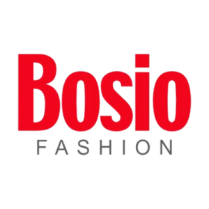L'immagine mostra il logo di Bosio Fashion, con Bosio in lettere rosse in grassetto e FASHION in lettere grigie più piccole, il tutto su sfondo bianco.